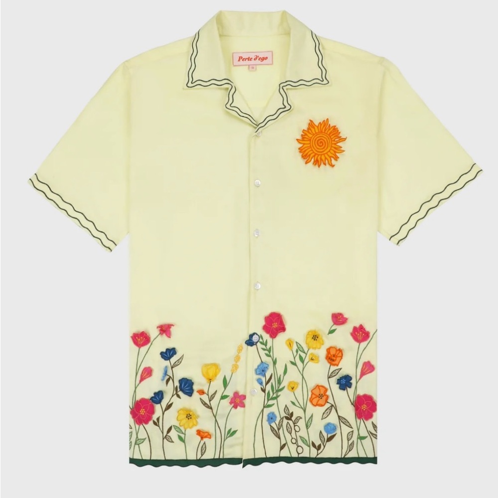 Perte D’ego “Summer Fields” Appliqué Shirt size LARGE Brand New w/ Tags